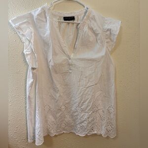 Lane Bryant White Eyelet Blouse